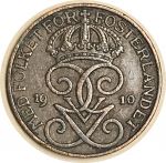 Швеция 1910 г. • KM# 772.1 • 1 эре • Королевская монограмма • регулярный выпуск • XF