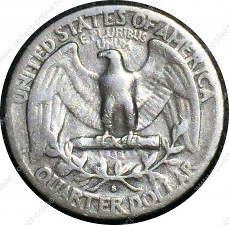 США 1947 г. S • KM# 164 • квотер (25 центов) • (серебро) • Джордж Вашингтон • регулярный выпуск • F-VF