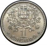 Португалия 1961 г. • KM# 578 • 1 эскудо • "Свобода" • герб • регулярный выпуск • MS BU ( кат. - $10 )