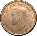 Великобритания 1944 г. • KM# 844 • пол пенни • Георг VI • регулярный выпуск • MS BU- ( кат. - $10 )