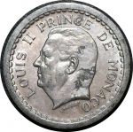 Монако 1943 г. • KM# 121 • 2 франка • Луи II • герб княжества • регулярный выпуск • AU+