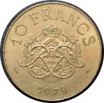 Монако 1978 г. • KM# 154 • 10 франков • Князь Ренье III • княжеская монограмма • регулярный выпуск • AU