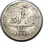 Вюртемберг 1808 г. • KM# 495 • 6 крейцеров • герб • серебро • регулярный выпуск • VG