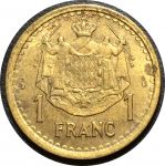 Монако 1945 г. • KM# 120a • 1 франк • Луи II • герб княжества • регулярный выпуск • +/- AU