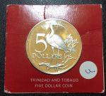 Тринидад и Тобаго 1973 г. KM# 8 • 5 долларов • государственный герб • цапля • серебро 925 - 29.7 гр. • регулярный выпуск • MS BU пруф!!