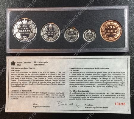 Канада 1998 г. • KM# PS43 • 1 - 50 центов • 90 лет монетному двору Канады • серебро 925 • памятный выпуск(зеркальный) • MS BU пруф люкс!!