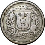 Доминикана 1939 г. • KM# 20 • 25 сентаво • регулярный выпуск(редкий год) • серебро • F-VF ®