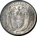 Панама 1947 г. • KM# 10.1 • ⅒ бальбоа • Васко де Бальбоа • серебро 2.5 гр. • регулярный выпуск • BU- ( кат. - $15 )