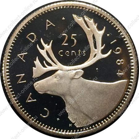 Канада 1984 г. • KM# 74 • 25 центов • Елизавета II • олень • регулярный выпуск • MS BU Люкс!! пруф!