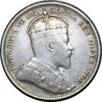 Канада 1907 г. • KM# 11 • 25 центов • Эдуард VII • серебро • регулярный выпуск • F-VF