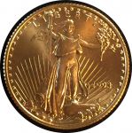 США 1993 г. • KM# 217 • 10 долларов • стоящая "Свобода" • золото 916,7 - 8.48 гр. • MS BU Люкс!!