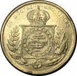 Бразилия 1876 г. • KM# 467 • 10 тыс. рейс • Император Педру II • золото 917 - 8.96 гр. • AU-*