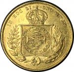 Бразилия 1866 г. • KM# 467 • 10 тыс. рейс • Император Педру II • золото 917 - 8.96 гр. • XF-AU