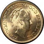 Нидерланды 1926 г. • KM# 162 • 10 гульденов • королева Вильгельмина • золото 900 - 6.73 гр. • MS BU GEM!!