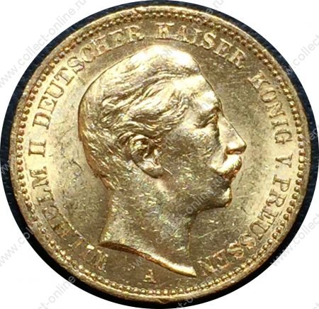 Пруссия 1899 г. • KM# 521 • 20 марок • Вильгельм II • золото 900 - 7.97 гр. • MS BU