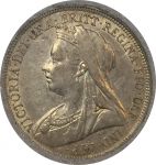 Великобритания 1894 • KM# 780 • 1 шиллинг • королева Виктория(портрет вдовы) • серебро • регулярный выпуск • MS-60 слаб NNC ( кат. - $225 )