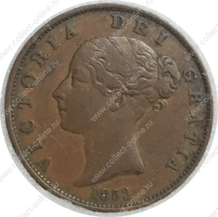 Великобритания 1853/2 г. KM# 726 • полпенни • королева Виктория • регулярный выпуск • XF-40 слаб NNC ( кат. - $225 ) 