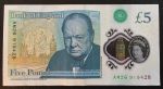 Великобритания 2015 г. (2016) • 5 фунтов • Уинстон Черчилль (50 лет со дня смерти) пластик • Елизавета II • регулярный выпуск • XF-