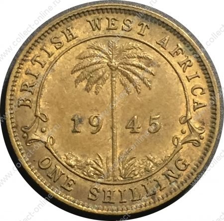 Британская Западная Африка 1945 г. • KM# 23 • 1 шиллинг • пальма • регулярный выпуск • MS ( кат. - $25 )
