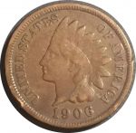США 1906 г. • KM# 90a • 1 цент • "Индеец" • регулярный выпуск • VF-