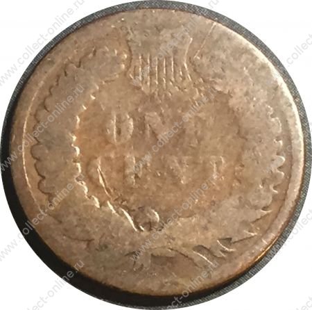США 1884 г. • KM# 90a • 1 цент • "Индеец" • регулярный выпуск • VG-