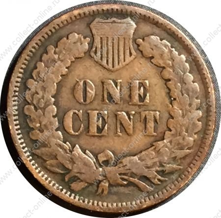 США 1908 г. • KM# 90a • 1 цент • "Индеец" • регулярный выпуск • VF-