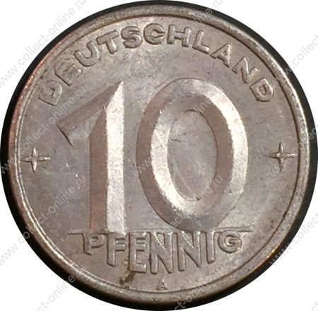 Германия • ГДР 1948 г. А (Берлин) • KM# 3 • 10 пфеннигов • пшеничный колос • регулярный выпуск • BU