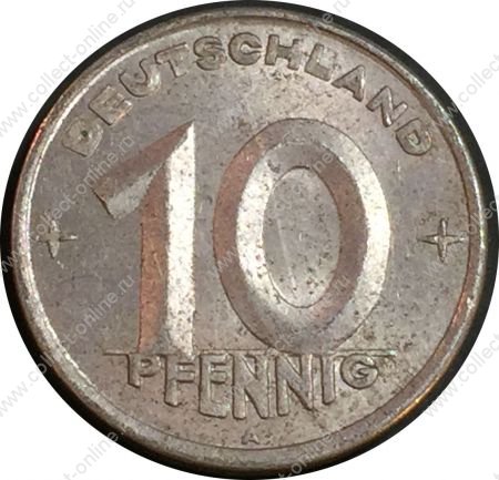 Германия • ГДР 1948 г. А (Берлин) • KM# 3 • 10 пфеннигов • пшеничный колос • регулярный выпуск • XF-AU