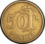 Финляндия 1964 г. S • KM# 48 • 50 пенни • финский лев • регулярный выпуск • XF+ ( кат. - $3 )