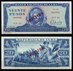 Куба 1983 г. • P# 105cs • 20 песо • Камило Сьенфуэгос • революционеры на марше • образец • UNC пресс