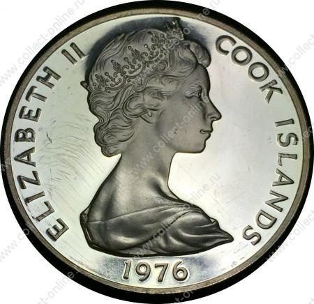 Кука о-ва 1976 г. • KM# 15 • 5 долларов • Елизавета II • зимородок • серебро • MS BU пруф!