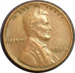США 1950 г. • KM# 132 • 1 цент • "пшеничный" • Авраам Линкольн • Мемориал • регулярный выпуск • XF-AU