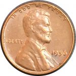 США 1956 г. • KM# 132 • 1 цент • "пшеничный" • Авраам Линкольн • Мемориал • регулярный выпуск • AU+