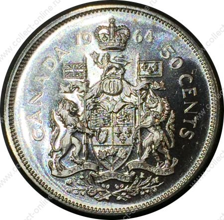 Канада 1964 г. • KM# 56 • 50 центов • Елизавета II • серебро • регулярный выпуск • MS BU пруфлайк!