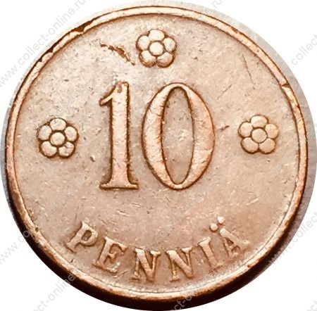 Финляндия 1921 г. • KM# 24 • 10 пенни • финский лев • регулярный выпуск • XF