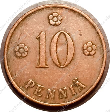 Финляндия 1928 г. • KM# 24 • 10 пенни • финский лев • регулярный выпуск • XF+ ( кат. - $8+ )