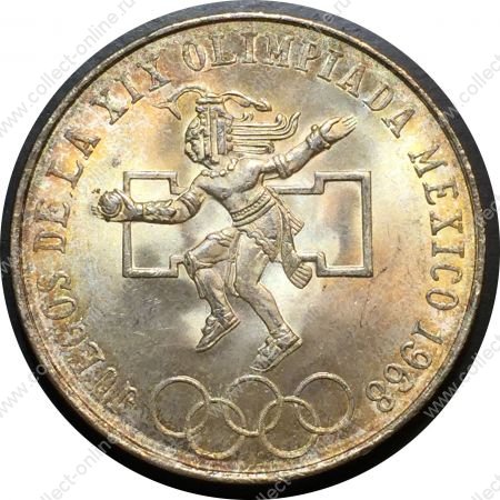 Мексика 1968 г. • KM# 479 • 25 песо • Олимпиада, Мехико • серебро • регулярный выпуск • MS BU Люкс!!