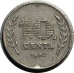 Нидерланды 1942 г. • KM# 173 • 10 центов • тюльпаны • регулярный выпуск • XF+