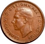 Австралия 1945 г. • KM# 36 • 1 пенни • Георг VI • кенгуру • регулярный выпуск • XF ( кат.- $10 )