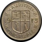 Маврикий 1975 г. • KM# 35.1 • 1 рупия • Елизавета II • герб колонии • регулярный выпуск • BU-