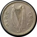 Ирландия 1950 г. • KM# 12a • 3 пенса • заяц • регулярный выпуск • XF-AU