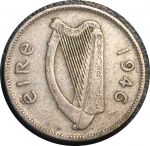 Ирландия 1946 г. • KM# 13a • 6 пенсов • ирландский вольфхаунд • регулярный выпуск • VF
