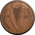 Ирландия 1937 г. • KM# 3 • 1 пенни • арфа • курица • регулярный выпуск • XF+ ( кат. - $15 )