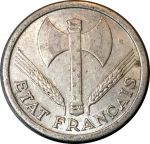 Франция 1943 г. • KM# 904.1 • 2 франка (правительство Виши) • регулярный выпуск • BU- ( кат. - $5 )