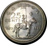 Канада 1973 г. • KM# 81.1 • 25 центов • 100-летие Канадской Конной Полиции • Елизавета II • BU пруфлайк