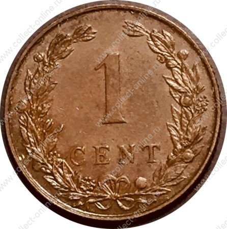 Нидерланды 1904 г. • KM# 107 • 1 цент • регулярный выпуск • AU- ( кат. - $10 )