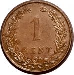 Нидерланды 1904 г. • KM# 107 • 1 цент • регулярный выпуск • AU- ( кат. - $10 )