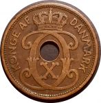 Дания 1927 г. KM# 828.1 • 5 эре • королевская монограмма • регулярный выпуск(год-тип) • XF