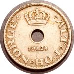 Норвегия 1924 г. • KM# 383 • 10 эре • регулярный выпуск(первый год) • XF ( кат. - $10 )