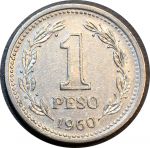 Аргентина 1960 г. • KM# 57 • 1 песо • регулярный выпуск • AU